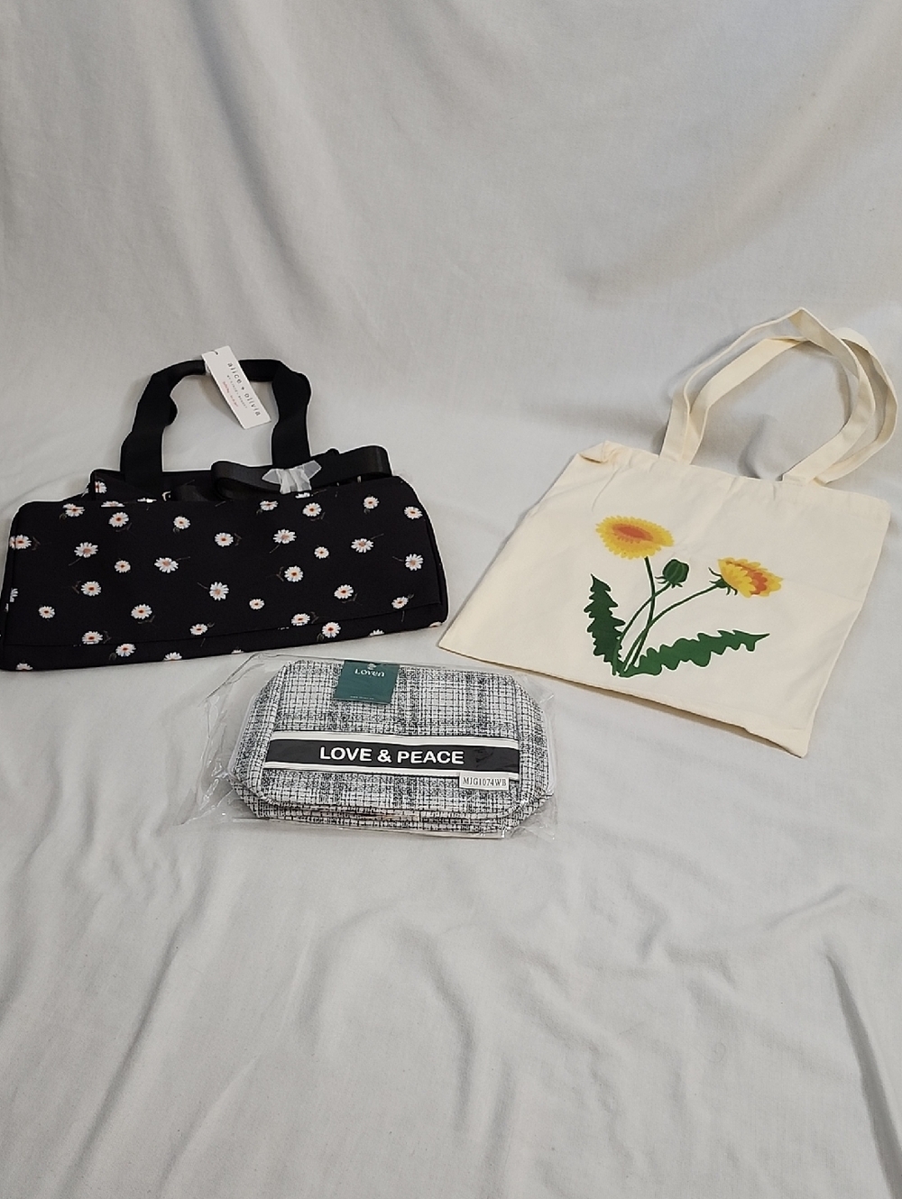 Alice + Olivia duffle bag, Custom Flower Tote with Loven Toiletry Bag